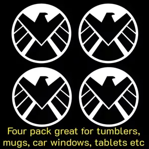 4 Pack Agents of Shield 2" White Vinyl Decal Car Truck Windows laptop notebook - Foto 1 di 4