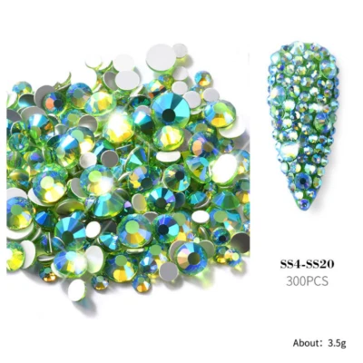 300pcs кристалл AB стразы с плоской поверхностью Strass ногтей искусства чехол обуви украшение NS4 - Изображение 1 из 4