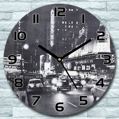 Glass Wall Clock Broadway new york street cityscape manhattan Round Silent fi 30 - Image 1 of 4