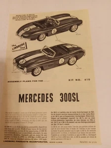 LINDBERG 1962 MERCEDES 300SL Model Kit 610-29 Instruction Sheet ONLY! - Picture 1 of 4