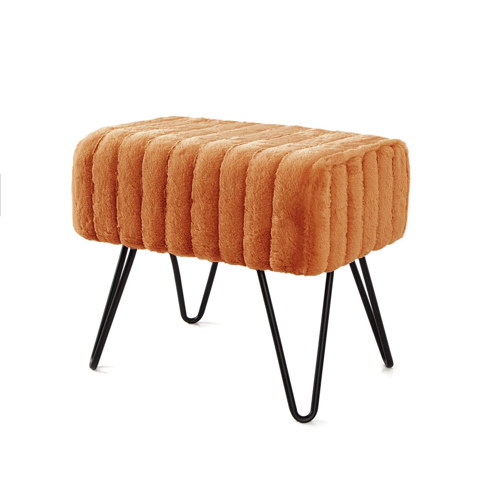 Super Soft Mink Faux Fur Ottoman Stylish Foot Rest & Vanity Bench Living Room - Image 1 of 4