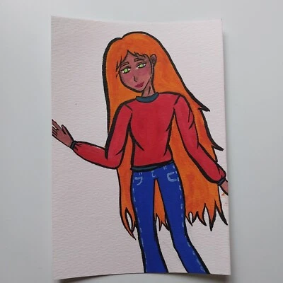 Pintura Sindy Fuhr Gouache Hecha a Mano Estilo Anime Arte Pop Título Chill Girl B Foto 1 de 2