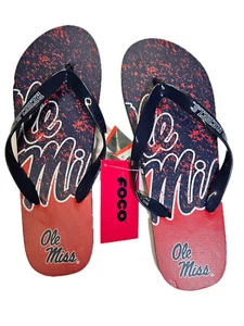 Ole Miss Rebels FOCO Sandals Adult Large Team Logo Flip Flops Casual Footwear - Picture 1 of 8