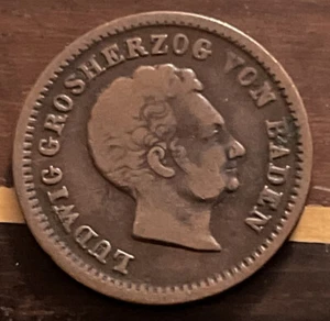 GERMAN STATES 1828 D BADEN 1 KREUZER VERY NICE CONDITION LBP - Picture 1 of 5