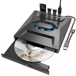 DVD Laufwerk für Laptop USB-C Tragbarer CD DVD +/-RW-ROM-Brenner SD-Kartenleser - Bild 1 von 7
