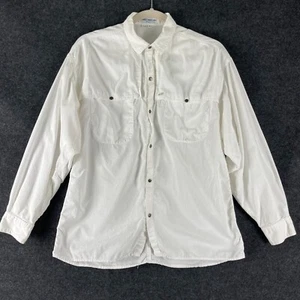 Vintage Guess Georges Marciano Shirt Mens 1 White Snap Button 80s USA Made FLAW - Picture 1 of 16