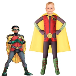 Kids Boys Superhero Robin Cosplay Costume Jumpsuit Party Fancy Dress Up - Picture 1 of 14