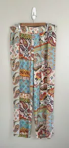 Rose + Olive Pants Women’s XL Boho Wide Leg Loose Fit Pants Paisley Patchwork - Picture 1 of 7