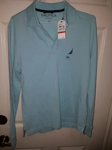 New Nautica XS Polo Long Sleeve Classic Fit Golf Shirt Teale KR8353 Tracking# - Picture 1 of 8
