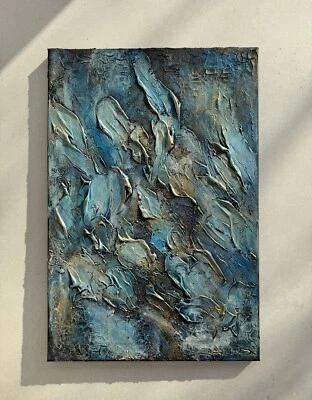 Acrylbild Abstract Wandbild Moderne Kunst Struktur Gold Original Unikat Handgema - Bild 1 von 4