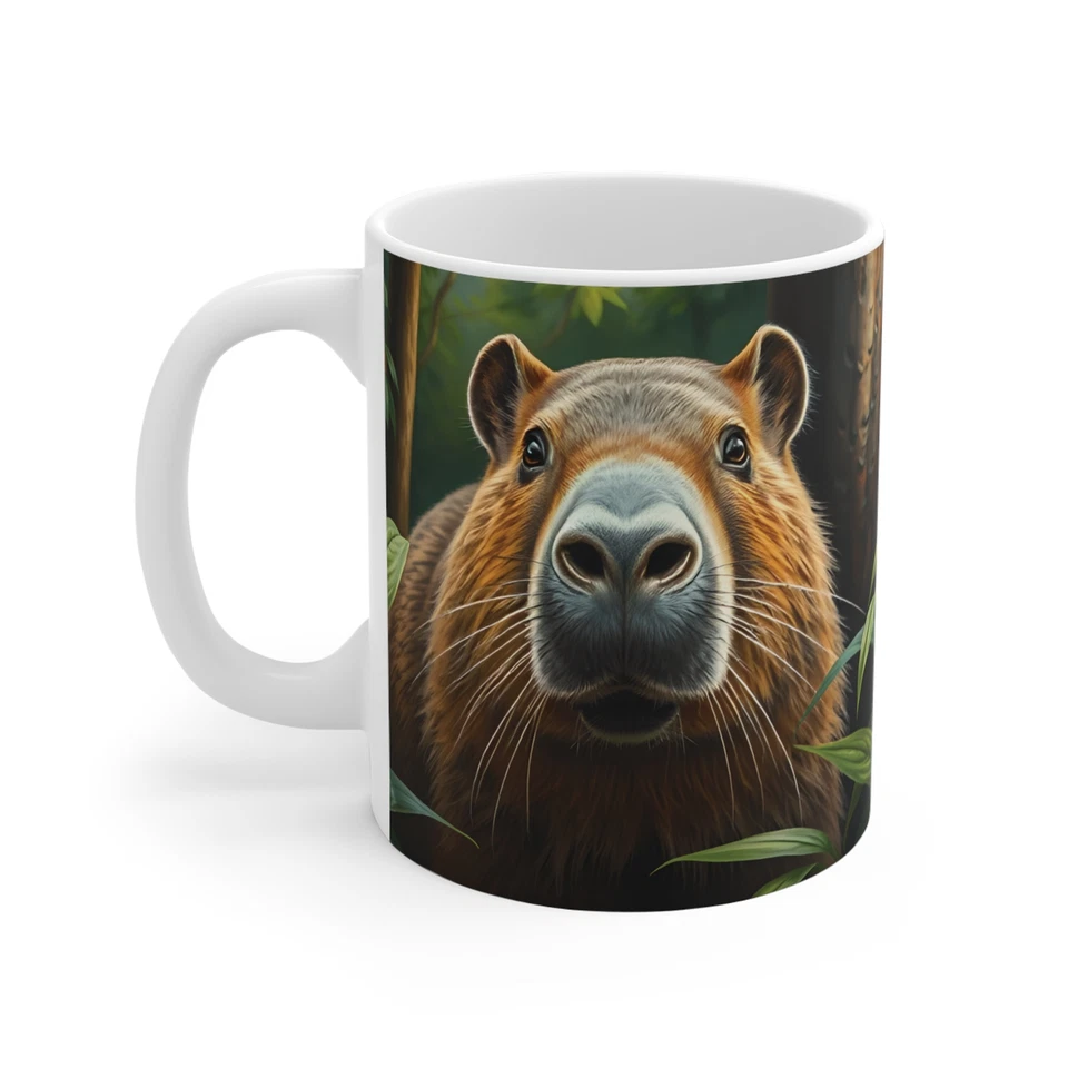 Taza de café Capibara NUEVA taza de pintura al óleo de los humedales americanos. Conservación de la naturaleza Foto 1 de 1