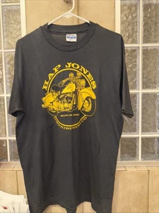 Camiseta gráfica de motocicleta Hap Jones Distributing Co RARA motociclista de los años 80 - Imagen 1 de 4