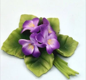 Vintage Purple Violets Hand-Crafted The Hamilton Collection Green Leaves/Purple - Picture 1 of 9