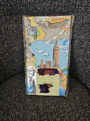 NIP Designables See America Vinyl Shower Curtain USA Travel Patriotic Bathroom - Image 1 of 4