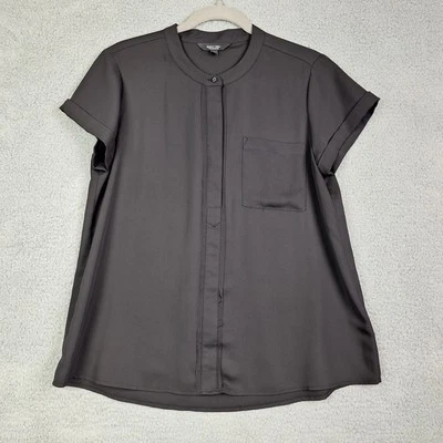 Simply Vera Vera Wang Shirt Womens Large Black Short Sleeve Pocket Blouse Top PL - Image 1 of 4