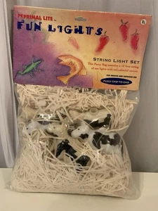 Vintage Primal Light Fun Lights Cows 12’ String Light Set W/10 Cows 1999 - Picture 1 of 6