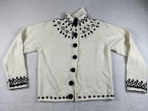 Lisa Nichols Marisa Christina Vintage rote Strickjacke kleine schwarze Perlenschleifen neu mit Etikett - Bild 1 von 6