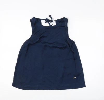 Women's Blue Halter Tank Top, Size L - Casual Polyester — 第 1/4 张图片
