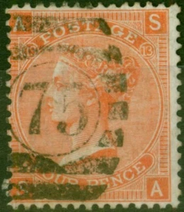 GB 1872 4d Vermilion SG95 Pl.13 usato in ottime condizioni - Foto 1 di 1