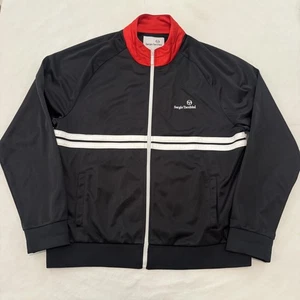 Sergio Tacchini Jacket Mens 2XL Black Red Full Zip Track Top International Logo - Picture 1 of 12