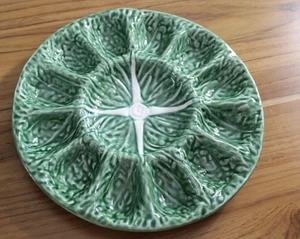Plato/huevo OLFAIRE hoja de repollo verde # 7092 hecho en Portugal como nuevo - Imagen 1 de 6