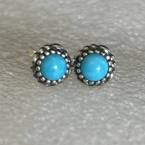 Genuine Pandora 🌟 December Birthday Bloom Turquoise Stud Earrings 🌟 290543TQ - Picture 1 of 4