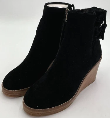Jack Rogers Banbury Women's Size 6 Black Suede Wedge Booties NIB - Image 1 of 4