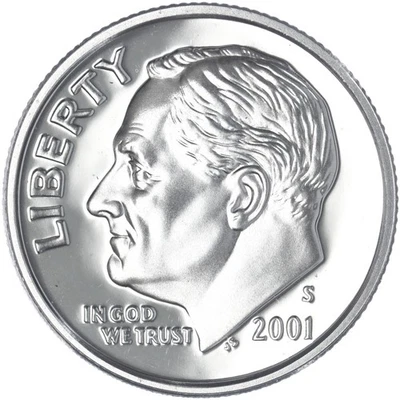 2001 S Roosevelt Dime Gem DCam Proof CN-Clad See Pics B802 - Image 1 of 3