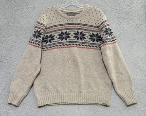 Eddie Bauer Wool Blend Sweater Mens L Winter Nordic Fair Isle Pullover Holiday - Picture 1 of 6