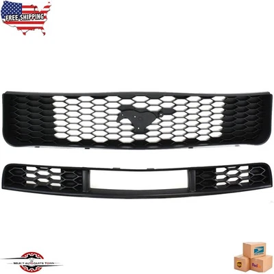 Fits 2005-2009 Ford Mustang New Front Bumper Upper & Lower Grille Textured Black Foto 1 de 4