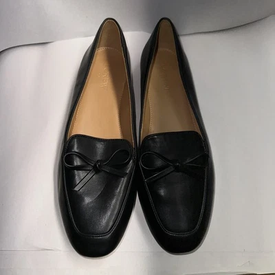 Mocasines sin cordones J.Crew clásicos negros con lazo para damas zapatos planos 81/2 usados buen estado Foto 1 de 4
