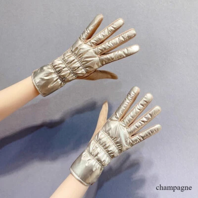 Mujeres Gruesos Cálidos Guantes Brillantes Elásticos Forrados de Vellón Invierno Ciclismo A Prueba de Viento Chic Foto 1 de 4