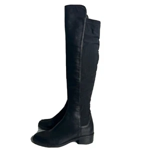 Vince Camuto Women’s Black Leather Tall Riding Boot Black Slip On Size 5 - Picture 1 of 9