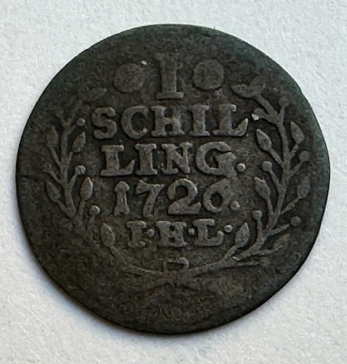 GERMAN STATES (HAMBURG) - 1726  -  1 SCHILLING - FREE SHIPPING! - Image 1 of 2
