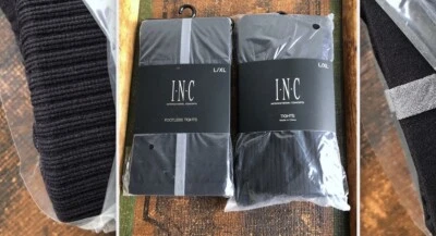 NUEVO CON ETIQUETAS NUEVO EN PAQUETE LOTE 2 MALLAS MACY'S INC 1 NEGRO ACANALADO + 1 RAYA GRIS SIN PIES L/XL Foto 1 de 4