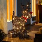LED Reindeer Christmas Decoration Rudolph Xmas Figure Light Up White Rattan Stag