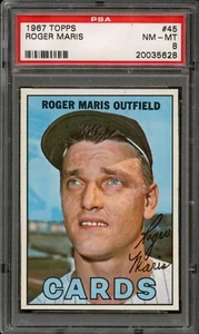 BB - 1967 Topps - #45 - Roger Maris - PSA 8 - NM-MT - Picture 1 of 2
