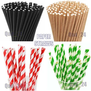 Paper Cardboard Straws Bio Dispose Recycle Birthday Party Pub Drink Bar Cafe BBQ - Picture 1 of 5