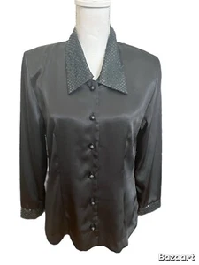 Schwarze Spitzenbluse Nachmittag mit Paillettenkragen Größe S - Bild 1 von 4
