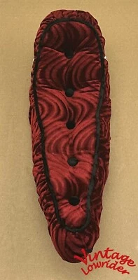 20" CUSTOM LOWRIDER RED POLO BANANA SEAT WITH BUTTON & TRIM, CLEAN FINISHING. - Image 1 of 2