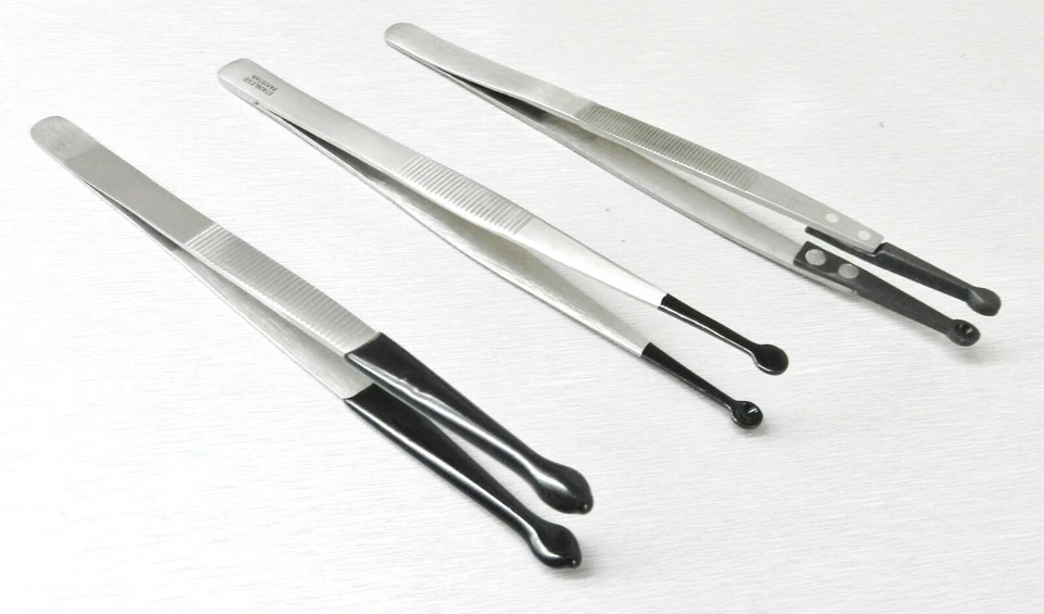 Tweezers Set of 2 for Beads & Pearls Bead Work Holding Tips Rubber and Fiber