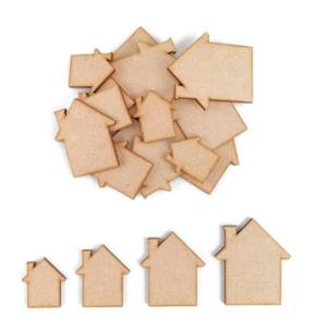 Casa MDF Artesanía Formas Madera Blanco Etiquetas de Regalo Decoración Adornos Nuevo Hogar - Imagen 1 de 4
