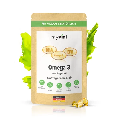 MYVIAL Olio di alghe Omega-3 | 120 capsule | VEGAN | EPA e DHA | Made in Germany