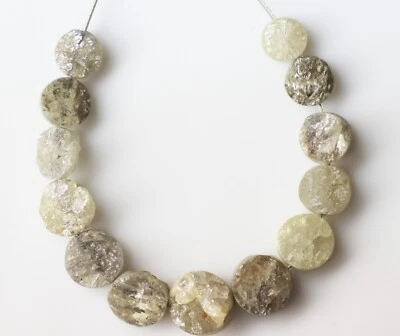 13 Pcs. 7.0 to 5.3 MM natural loose round (button) Shape rough diamond beads - Image 1 of 4