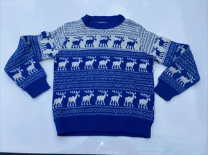 Vintage Boys Acrylic Christmas Sweater Moose Print - Picture 1 of 9