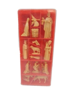 5U Set Miniature Plastic Nativity Figurines Set West Germany 1960s w/ Case - Picture 1 of 4