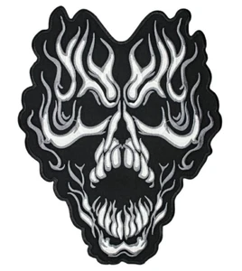 Skull Demon Iron-on & Sew-on Back Patch | Biker Gang Motorcycle Club Outlaw Logo - Picture 1 of 4