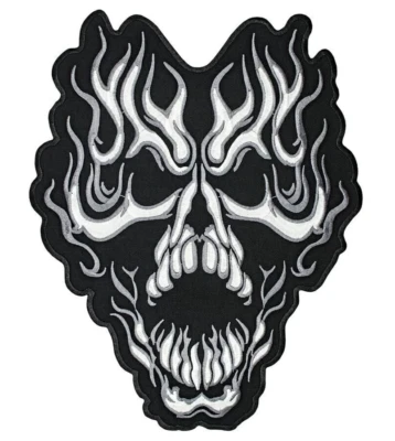 Skull Demon Iron-on & Sew-on Back Patch | Biker Gang Motorcycle Club Outlaw Logo - Image 1 of 4