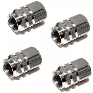 4X Silver Aluminum Wheel/Tire Valve Stem Cap Car Truck Air Dust Caps - Picture 1 of 9