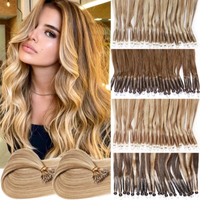 150PCS Hair Extensions THICK 100% Remy Human Nano Ring Tip Micro Loop Beads 150G - Image 1 of 4